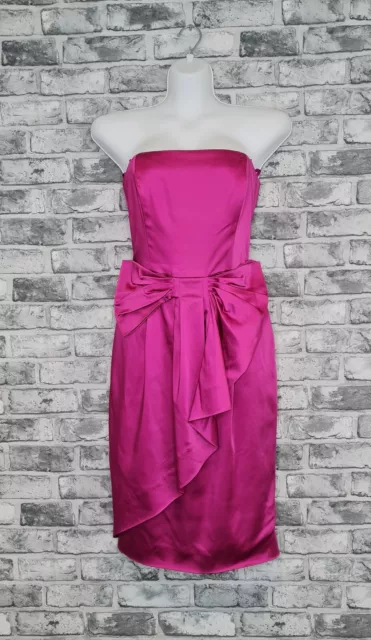 Oasis Dress Size 12 Pink New bow detail STUNNING Wedding Occasion Satin