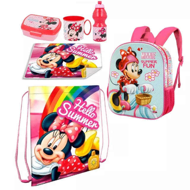 Minnie Souris Été Amusement Disney Sac à Dos En 3D Set École Nursery 6 Pièces