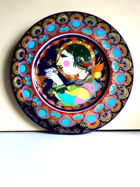 Christmas Plate 1976 Rosenthal Porcelain Björn Wiinblad Angel With Trumpet "