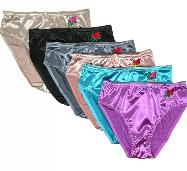 6 12 PRETTY SATIN BIKINIS Style PANTIES Womens Underwear Ella