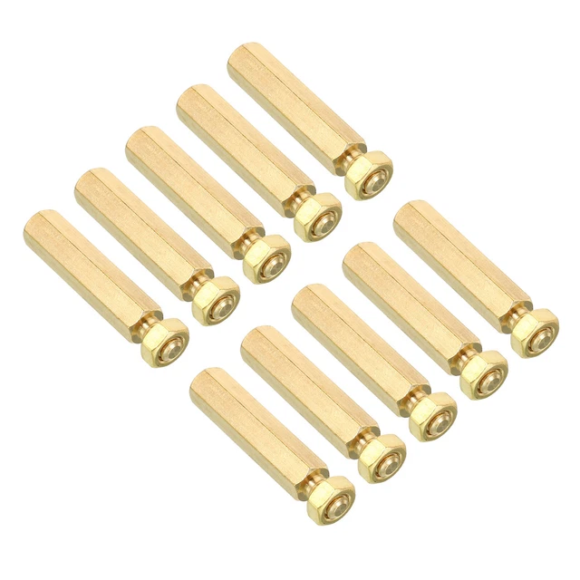 30mm+6mm M5 Standoff Screws 40 Pack Brass Hex PCB Standoffs Nuts Gold Tone