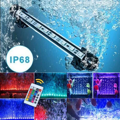 Aquarium Light Fish Tank RGB LED Strip Lamp Bar Air Bubble Submersible Lights UK