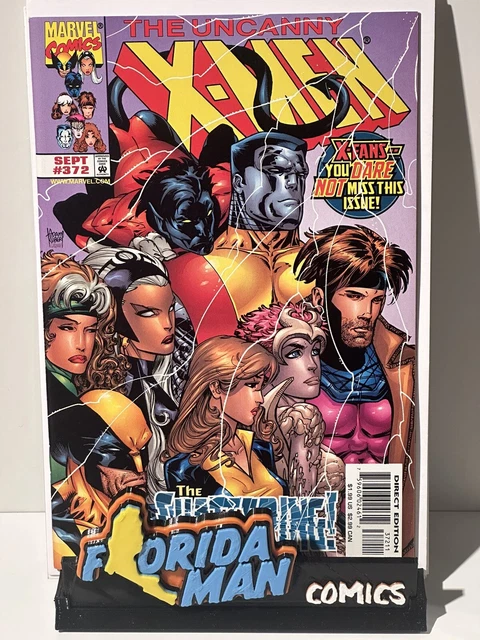 Uncanny X-Men #372 NM- Adam Kubert cover & art, “ultra-rare” trading card 1999