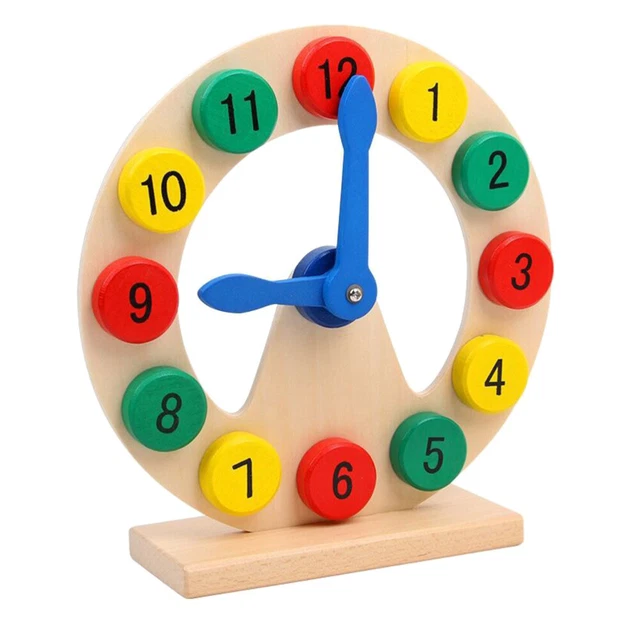 Homotte Learning Clock WOODEN DIGITAL CLOCK How to Tell Time Learning Toy Smooth Colorful Kids ...