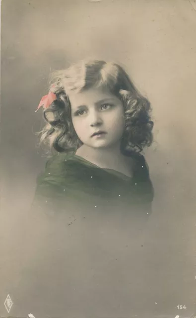 Young Girl Hand Colored Real Photo Postcard rppc