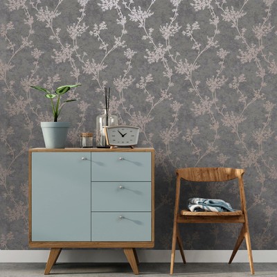 Arthouse Jardin Floreale Ramo Percorso Parati Arthouse Salvia 924202 Metallico Righe 