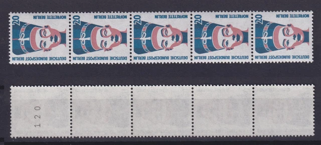 Berlin 831 RM 5er Streifen mit gerader Nummer SWK 20 Pf postfrisch