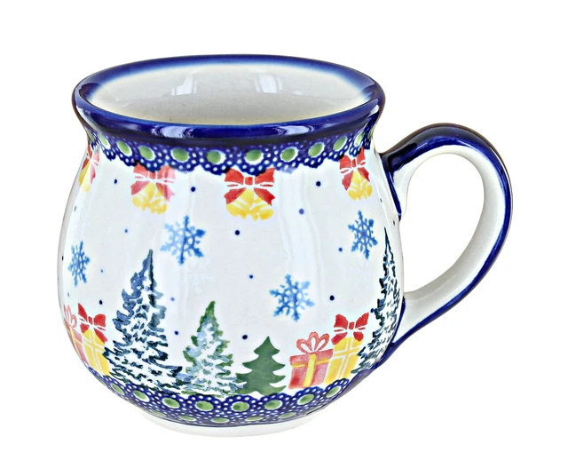 Blue Rose Polish Pottery Christmas Morning Bubble Mug
