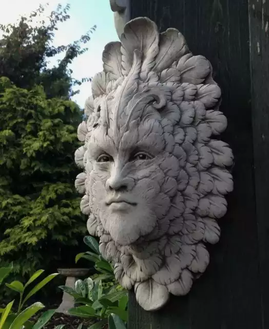 STEINFIGUR, GREENMAN, WAND RELIEF woodman, GARGOYLE, STEINGUSS FROSTFEST