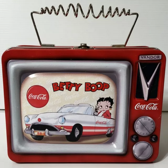 Vintage Betty Boop Tin Lunch Box Television Coca Cola Design Wire Handle 2000