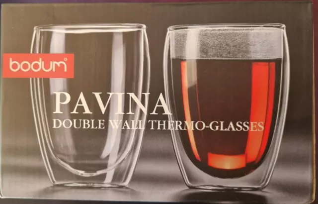 Bodum Pavina Double Wall Thermo-Glasses - 1 Box - 2 Glasses - 12oz/0.35l