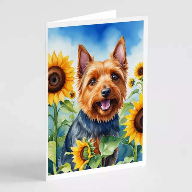 Australian Terrier Sunflowers Greeting Cards Envelopes Pk of 8 DAC6015GCA7P