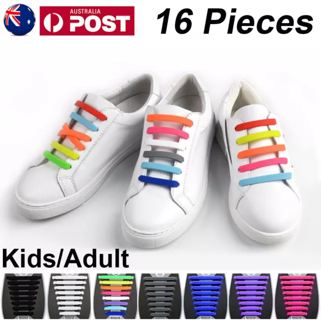 Easy Lazy No Tie Elastic Silicone Shoe Laces Cool Guy Sports Shoelaces Unisex AU