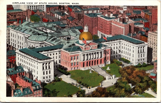 Airplane View Of State House Boston Massachusetts MA Unposted WB Postcard