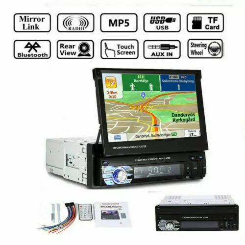 7"HD 1 Din Radio de Coche Estéreo Pantalla táctil USB/SD/AUX/EQ/FM/TFT Bluetooth 2