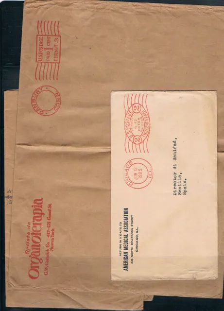 USA. 5 envelopes with red mechanical franking
