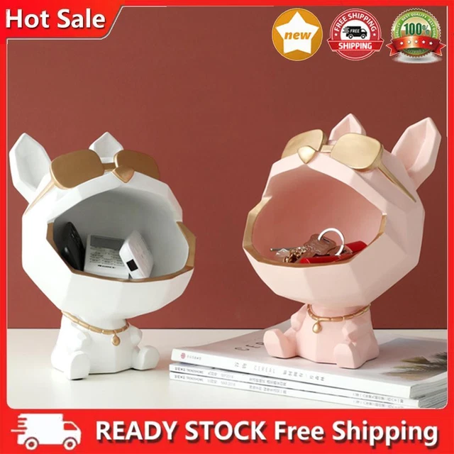 Bulldog Storage Decor Candy Sundries Resin Animal Sculpture for Home Living Room