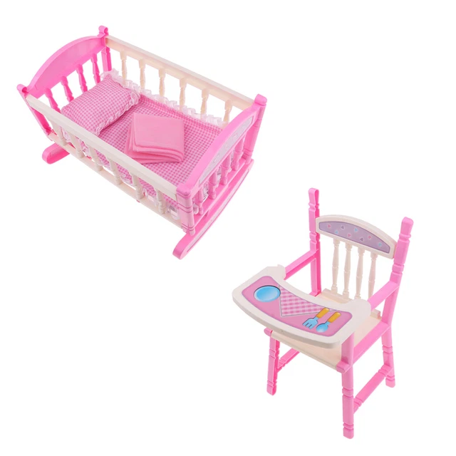 Reborn Doll Baby Toddler Furniture Playset - Seggiolone ABS Culla Letto Culla