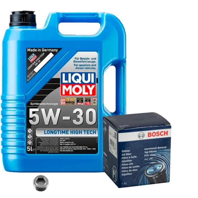 BOSCH Olfilter 5 L Liqui Moly Longtime High Tech 5W-30 für Fiat 127 1.3 Diesel