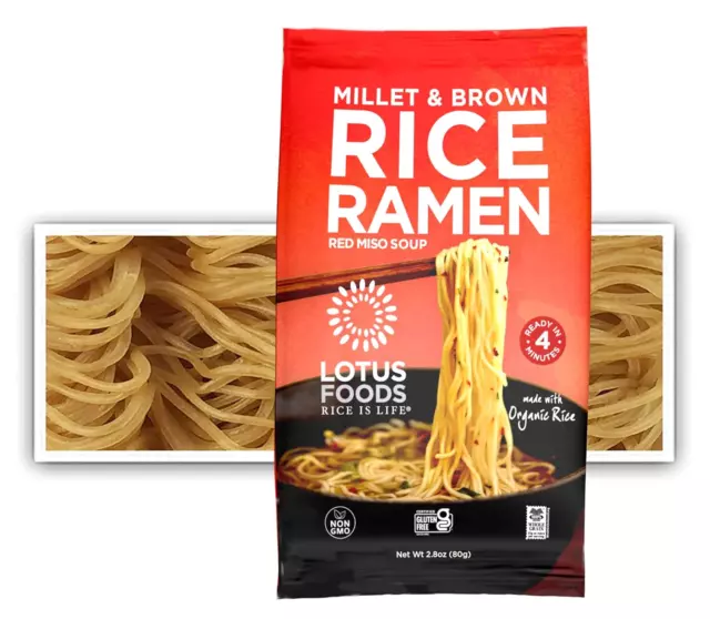 Bulk Food Organic Millet & Brown Rice Ramen Noodles with Red Miso Soup Gluten...