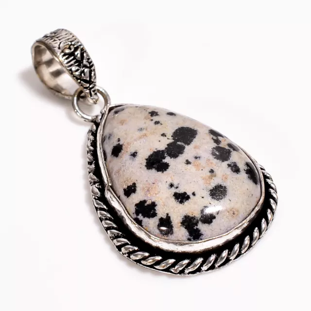 Anniversary Gift For Her Dalmatian Jasper Gemstone Pendant 925 Sterling Silver