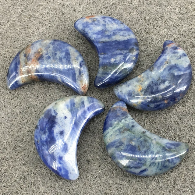 20pcs 25mm Natural Crystals Moon Sodalite Stone Gemstone Reiki Healing Decorate