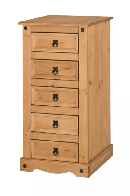 Corona Chest of Drawers 5 Drawer Narrow Mexican Solid Pine by Mercers Furniture®
