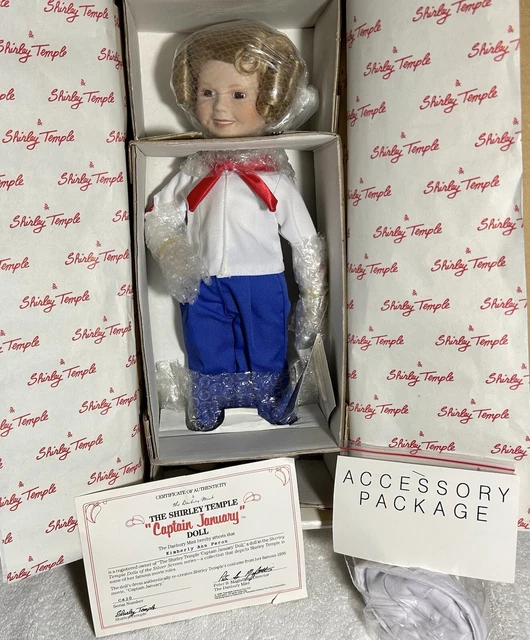 Danbury Mint, Shirley Temple, Captain January Doll NIB w/Stand & COA