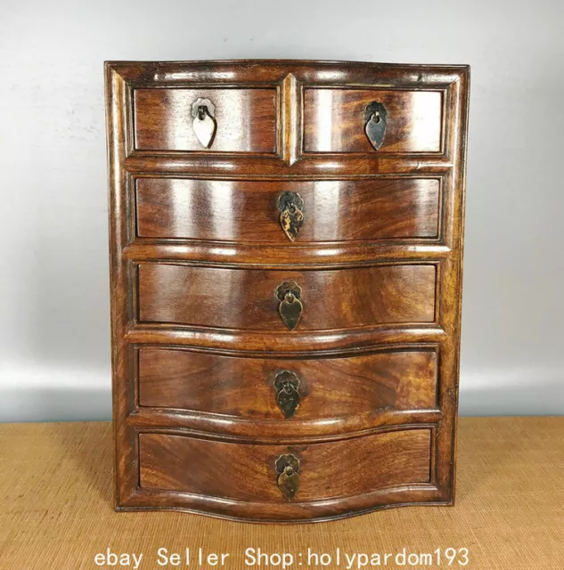 12.4” Collect Old Chinese Huanghuali Wood Dynasty Drawer Cupboard Cabinet