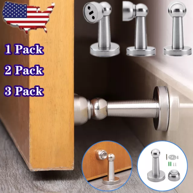 Magnetic Door Stop Holder Home Safety Stopper Guard Office Fitting Screws Catch