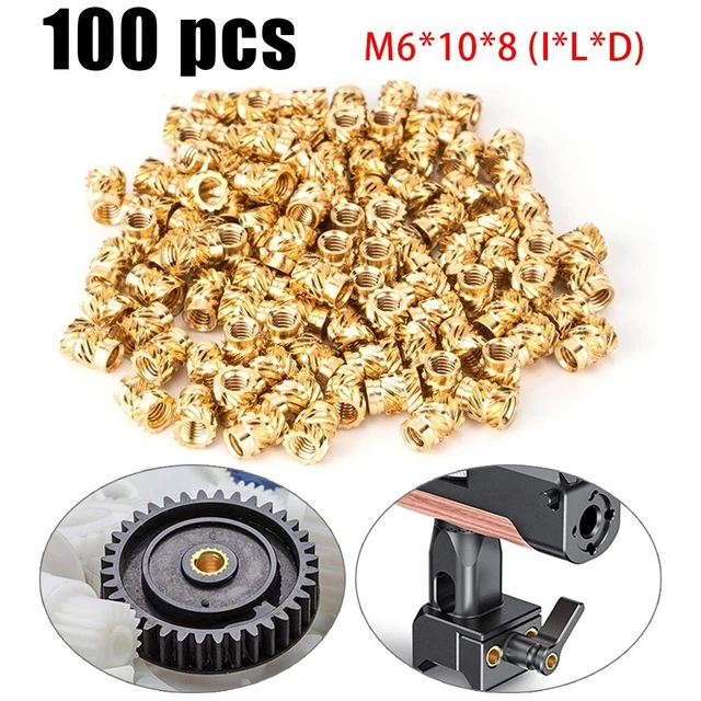 100 Pezzi/Set Inserto Filettato Autoaggancianti Dado Ottone Interno Filo 3