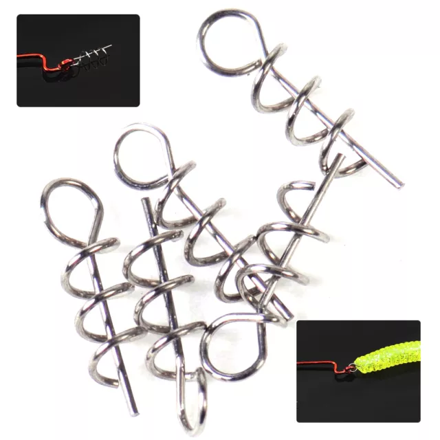 100x Feder Spiral Fishing Fisch Angeln Spring Weiche Köder Bait Lockmittel Pin