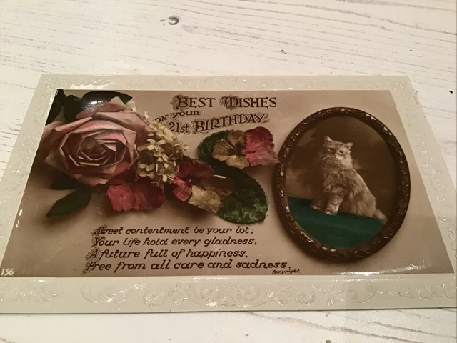 Vintage Post Card. Real Photograph. 21st Birthday. Rotary Rajar Bromide.