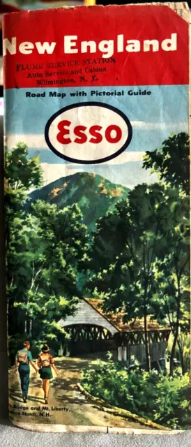 Vintage 1951 ESSO NEW ENGLAND ROAD MAP WITH PICTORIAL GUIDE