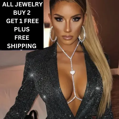 Heart Rhinestone Body Chain Necklace Harness Bra SEXY Beach Festival Jewelry