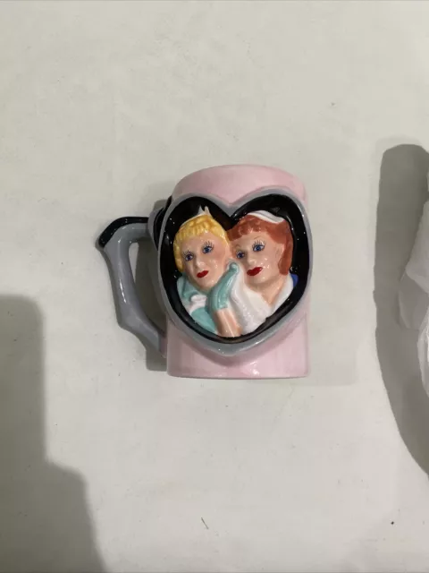 Vtg 3D “I Love Lucy” “Friends Forever” Pink Coffee Mug TV Ethel