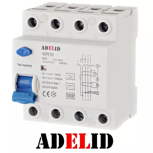 FI Fehlerstromschutzschalter RCD Typ B 63A 30mA Wallbox E-Auto Allstromsensitiv