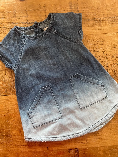 Baby Girl 3-6 months NEXT Blue Denim Ombre Short Sleeve Dress