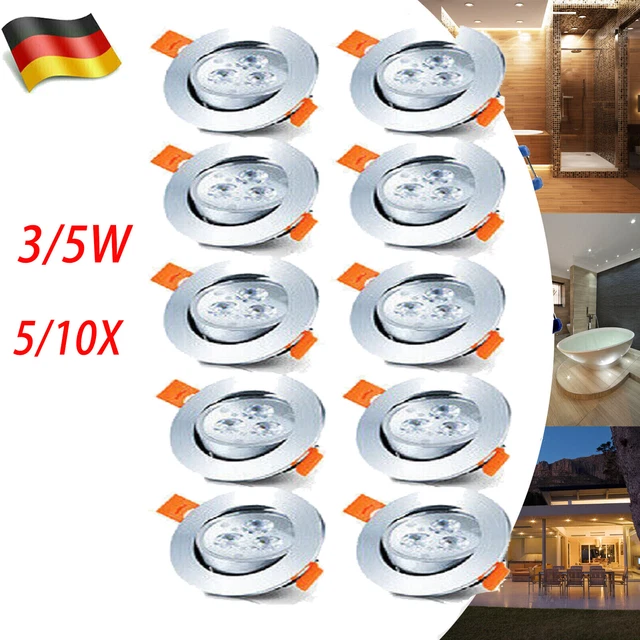 Einbaulampen Decke Led Gu10 Led Ikodm 20er 3W LED Einbaustrahler, Schwenkbar 230V Deckenspots Einbauleuchten Für Das Bad Energieeffizienz A++ Strahler