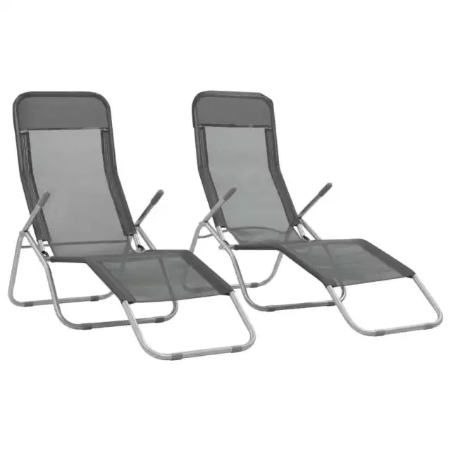 Chaises longues pliables 2 pcs TextilÃ¨ne Anthracite