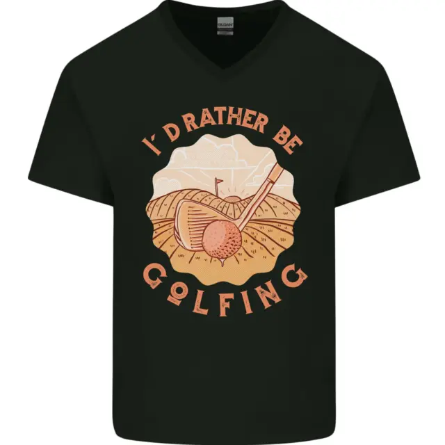 Id Rather Be Golfing Funny Golf Golfer Mens V-Neck Cotton T-Shirt