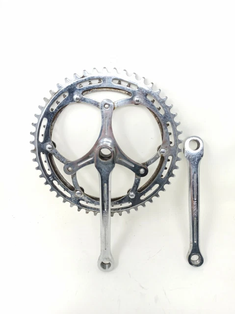 Pédalier Vélo double Nervar 50-42 manivelle Crankset vintage