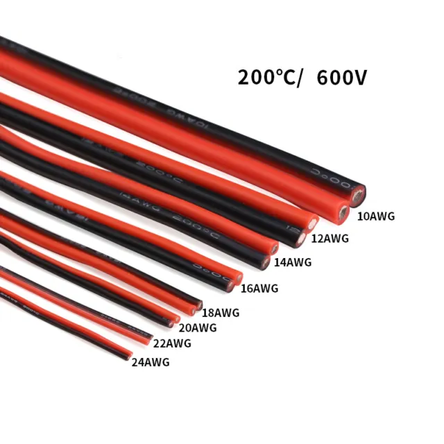 8-28AWG Wire Parallel Flexible Covered Lamp Cord Silicone Cable Wire Black & Red