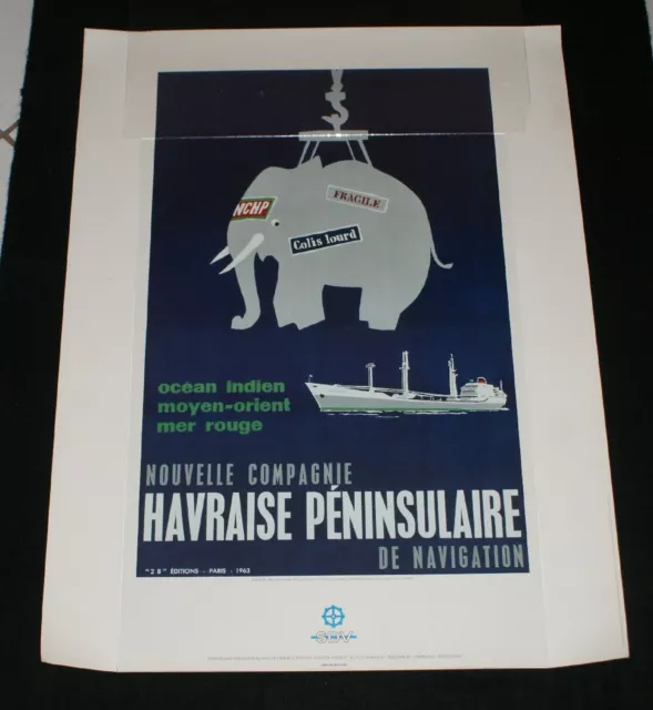 Affiche Delmas ancienne Compagnie maritime Cie Havraise péninsulaire