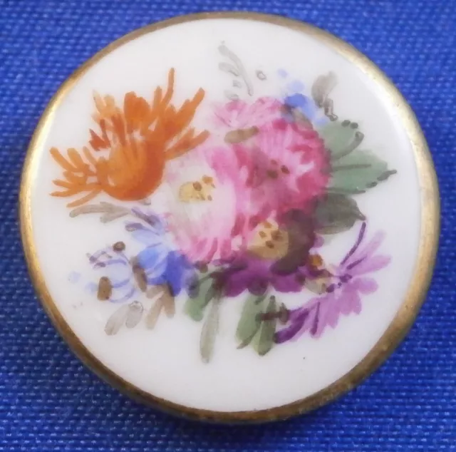 Antique 19thC Meissen Porcelain Floral Button Porzellan Knopf German Germany #5 2