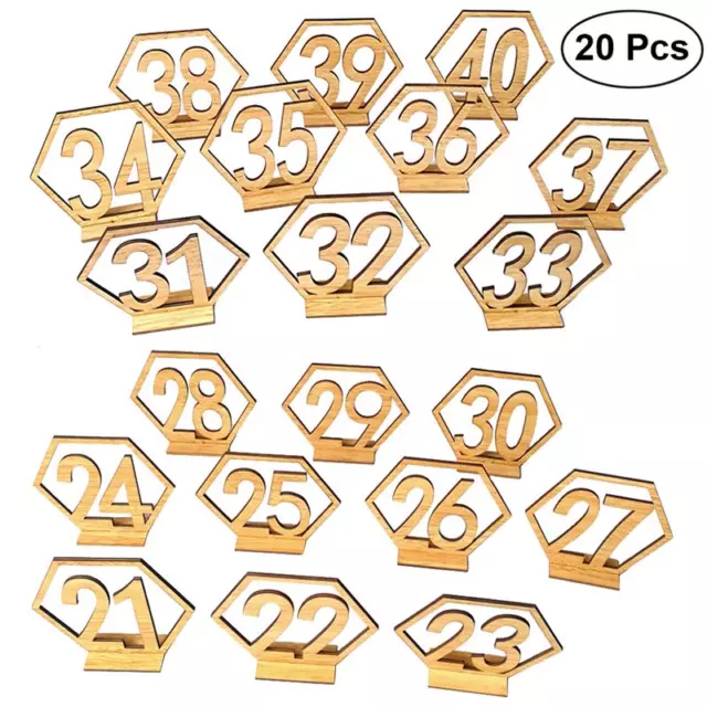 20Pcs 21-40 Wooden Table Numbers Freestanding Wedding Birthday Party Decoration