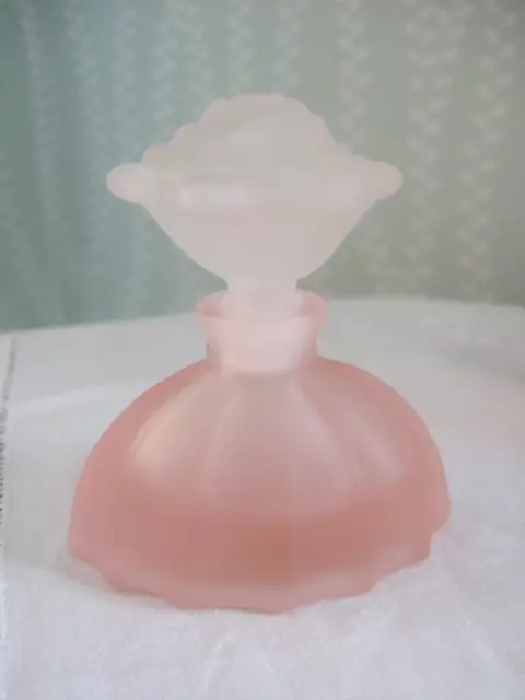 Frosted Glass Art Deco Style SIA Perfume Scent Bottle Rose Flower with Stopper