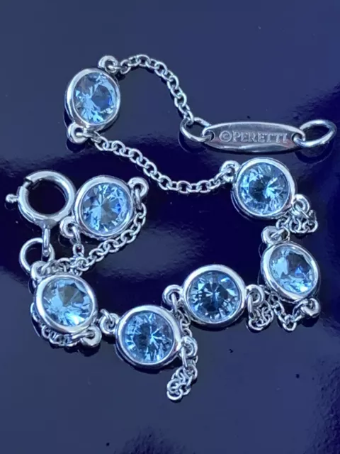 Tiffany & Co Platinum Elsa Peretti Color by the Yard Aquamarine Bracelet 7 Stone