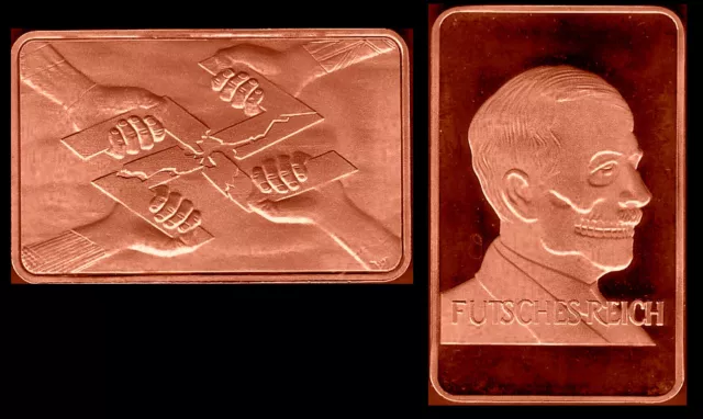 ★ Joli Medaille Satyrique Plaquee Cuivre ● Anti Hitler, Anti Nazi ★★