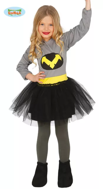 Costume Carnevale Batgirl Vestito Guirca Bambina Pipistrello Tutu' Supereroina